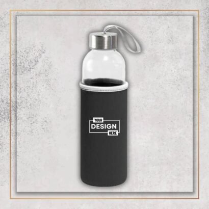 Premium Custom Glass Water Bottle with Protective Sleeve